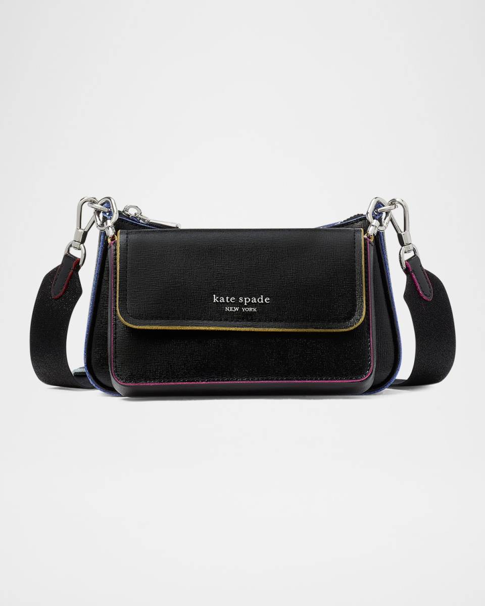 double up glitter patent leather crossbody bag